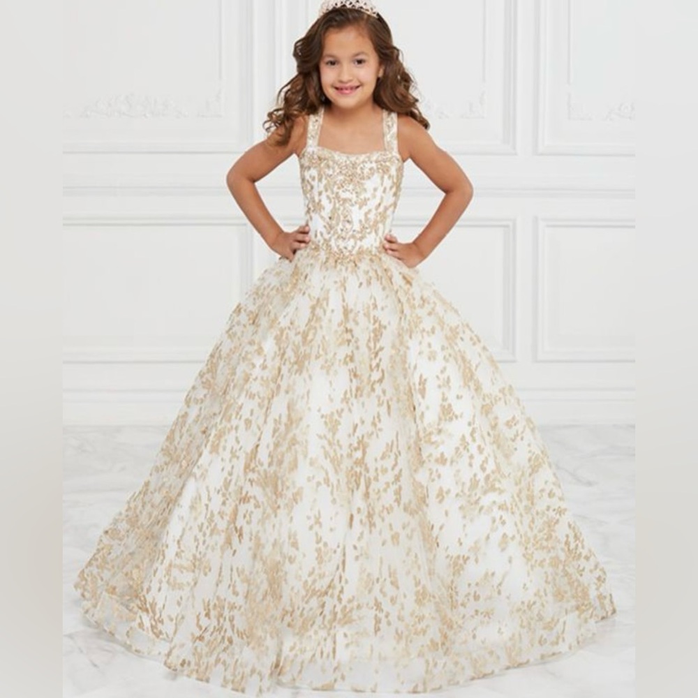 Tiffany Princess by Christina Wu 13592 champagne gold pageant gown